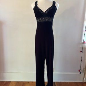 Vintage Betsey Johnson Black Velvet & Lace Jumpsuit
